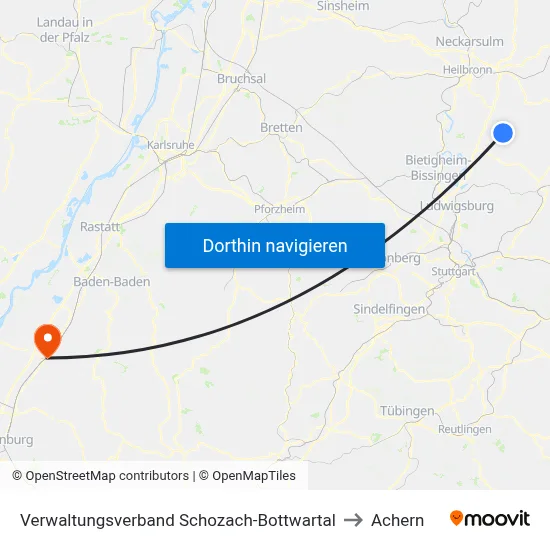 Verwaltungsverband Schozach-Bottwartal to Achern map