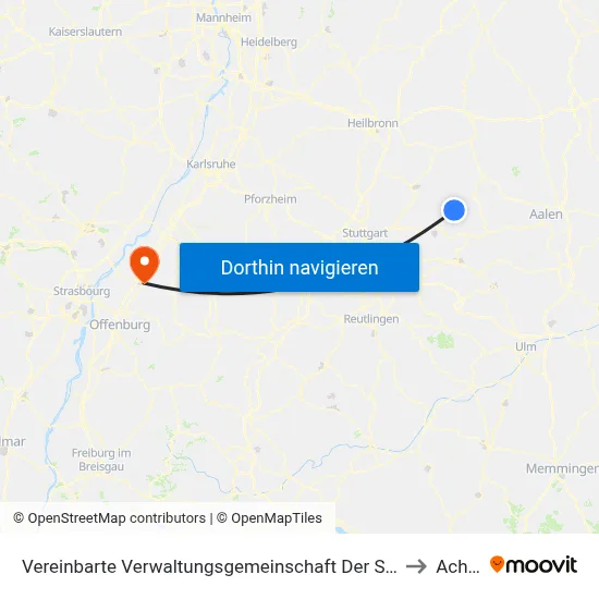 Vereinbarte Verwaltungsgemeinschaft Der Stadt Welzheim to Achern map