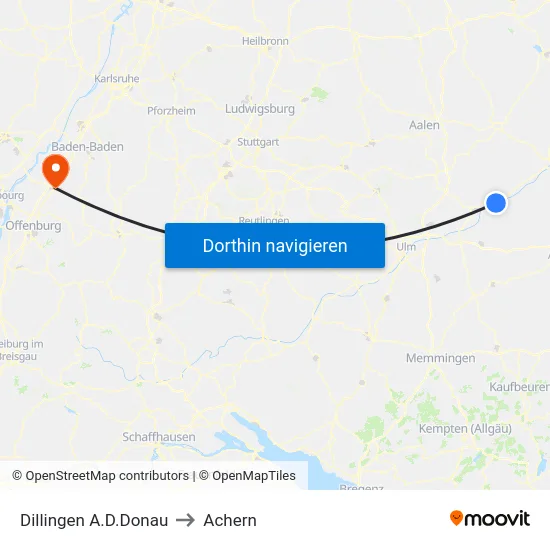 Dillingen A.D.Donau to Achern map