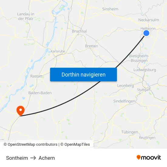Sontheim to Achern map