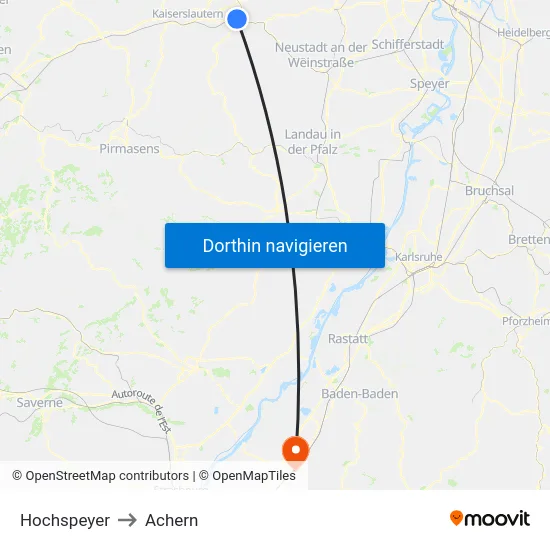 Hochspeyer to Achern map