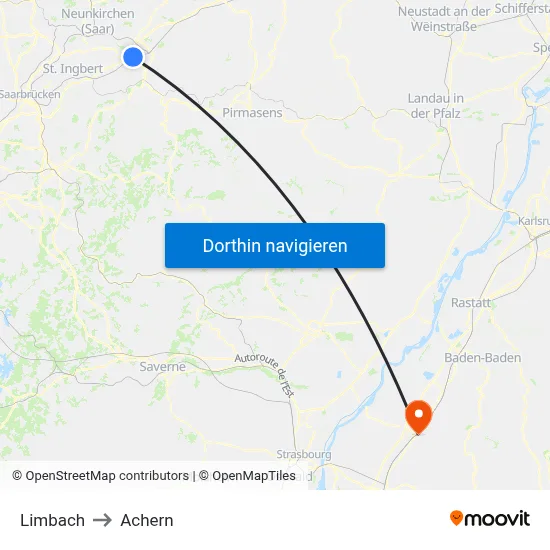 Limbach to Achern map