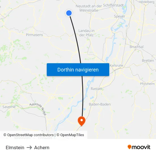 Elmstein to Achern map