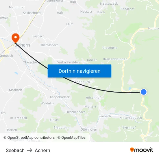 Seebach to Achern map