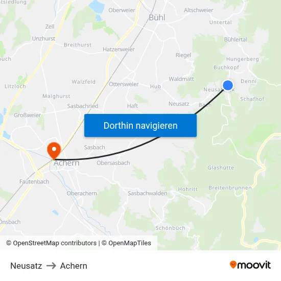 Neusatz to Achern map