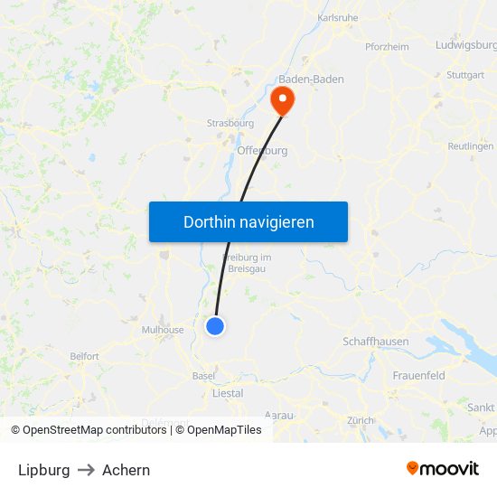 Lipburg to Achern map