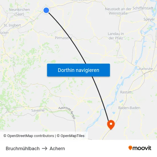 Bruchmühlbach to Achern map