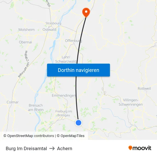 Burg Im Dreisamtal to Achern map