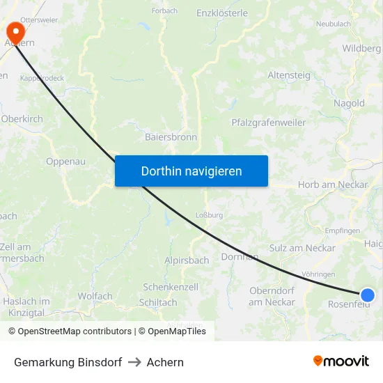 Gemarkung Binsdorf to Achern map