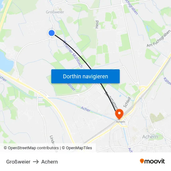 Großweier to Achern map