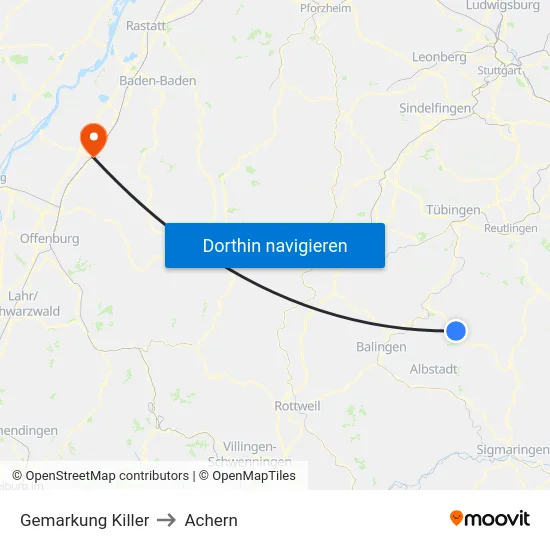 Gemarkung Killer to Achern map