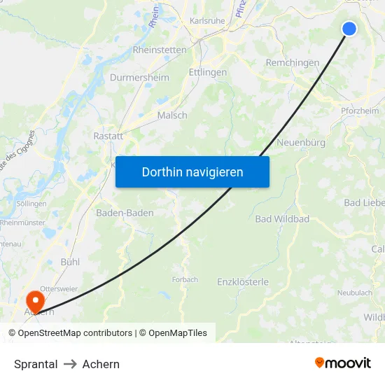Sprantal to Achern map