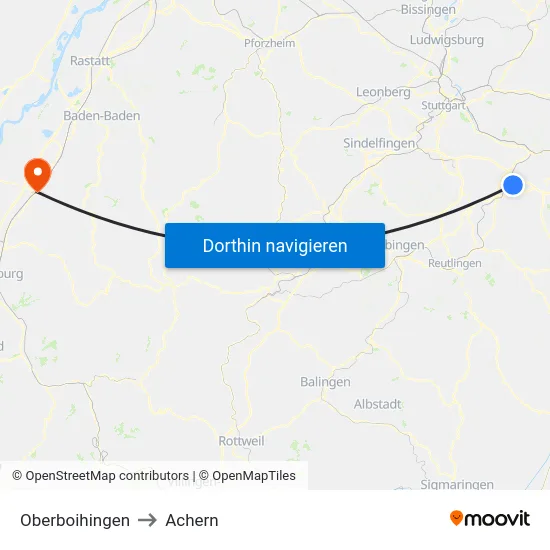 Oberboihingen to Achern map