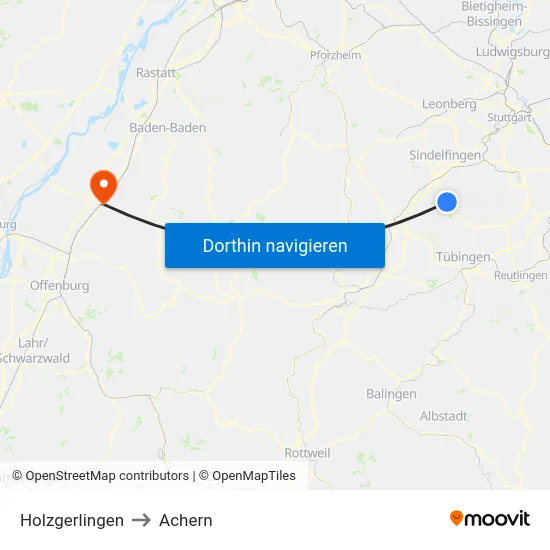 Holzgerlingen to Achern map
