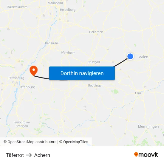 Täferrot to Achern map