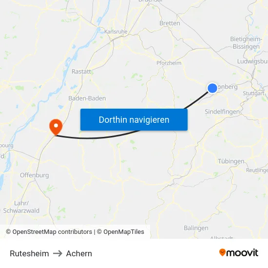 Rutesheim to Achern map