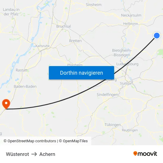 Wüstenrot to Achern map