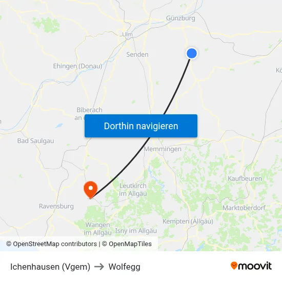 Ichenhausen (Vgem) to Wolfegg map
