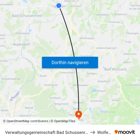 Verwaltungsgemeinschaft Bad Schussenried to Wolfegg map