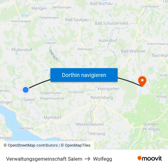 Verwaltungsgemeinschaft Salem to Wolfegg map