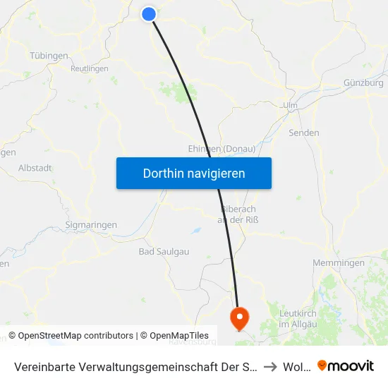 Vereinbarte Verwaltungsgemeinschaft Der Stadt Kirchheim Unter Teck to Wolfegg map