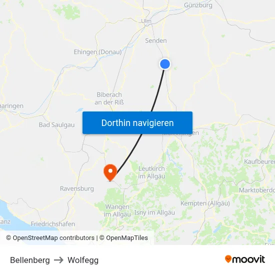 Bellenberg to Wolfegg map