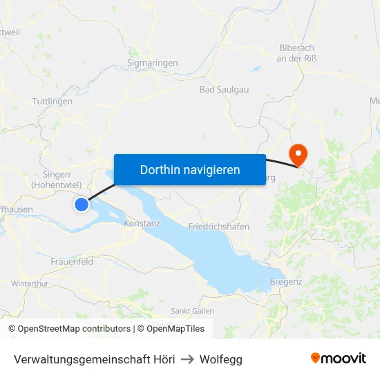 Verwaltungsgemeinschaft Höri to Wolfegg map