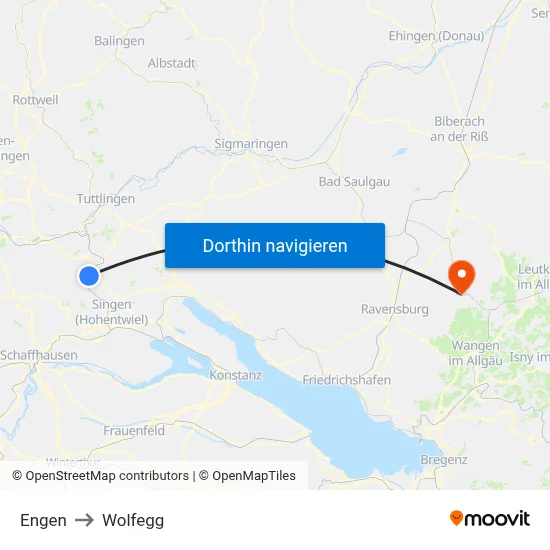 Engen to Wolfegg map