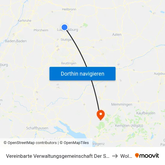 Vereinbarte Verwaltungsgemeinschaft Der Stadt Bietigheim-Bissingen to Wolfegg map