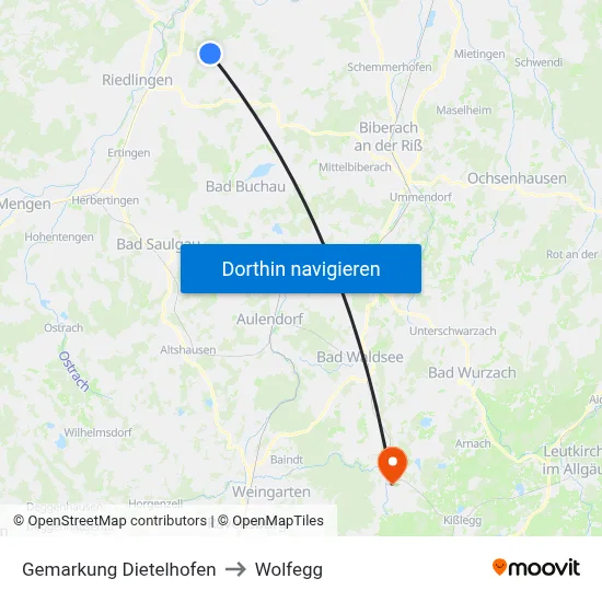 Gemarkung Dietelhofen to Wolfegg map