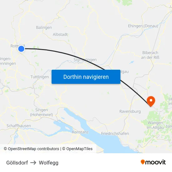 Göllsdorf to Wolfegg map