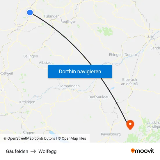 Gäufelden to Wolfegg map