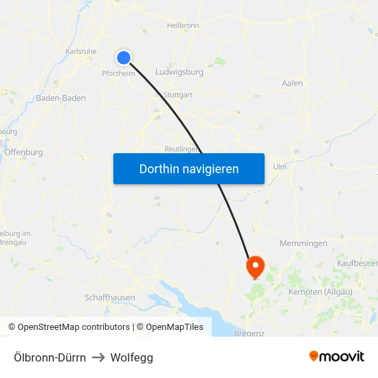 Ölbronn-Dürrn to Wolfegg map