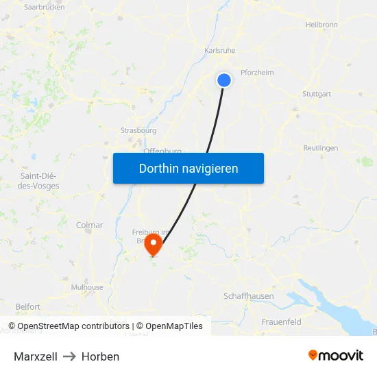 Marxzell to Horben map