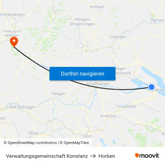 Verwaltungsgemeinschaft Konstanz to Horben map
