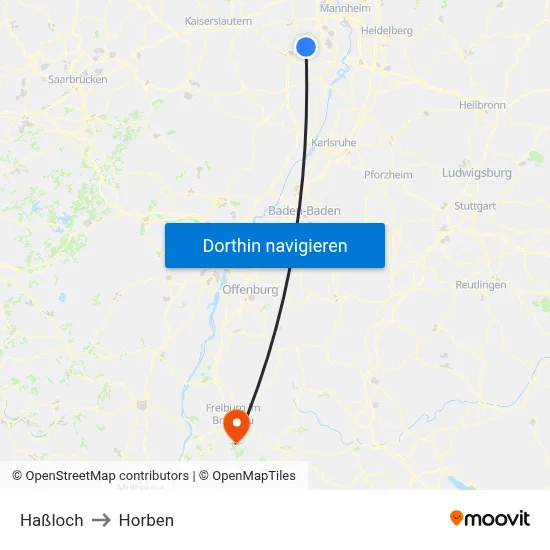Haßloch to Horben map