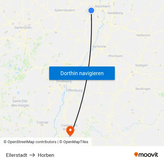 Ellerstadt to Horben map