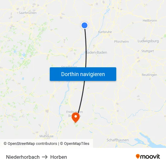 Niederhorbach to Horben map
