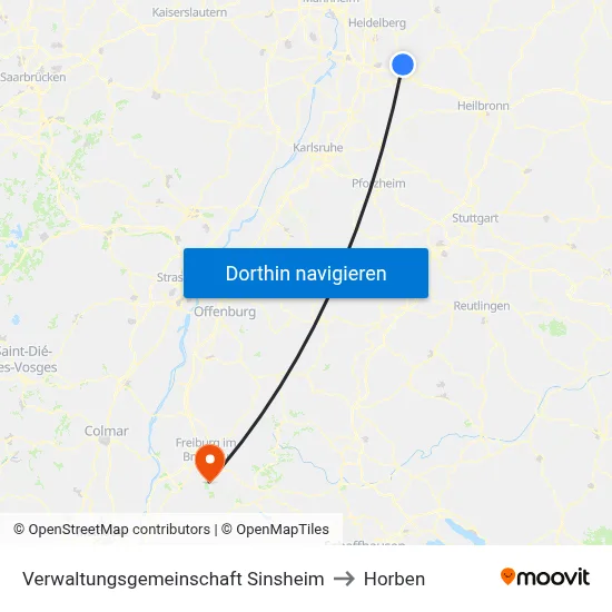 Verwaltungsgemeinschaft Sinsheim to Horben map