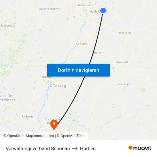 Verwaltungsverband Schönau to Horben map