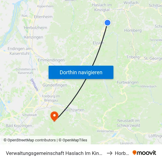 Verwaltungsgemeinschaft Haslach Im Kinzigtal to Horben map