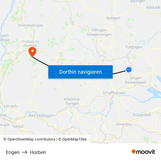 Engen to Horben map