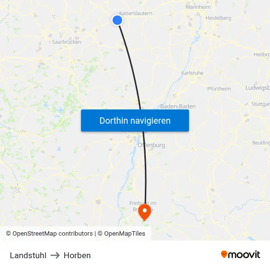 Landstuhl to Horben map