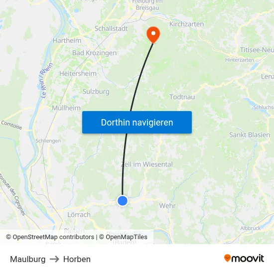 Maulburg to Horben map