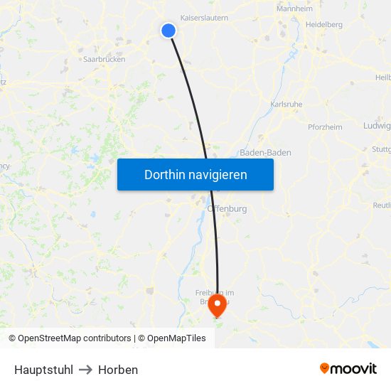 Hauptstuhl to Horben map