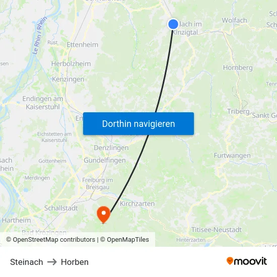 Steinach to Horben map