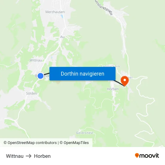 Wittnau to Horben map