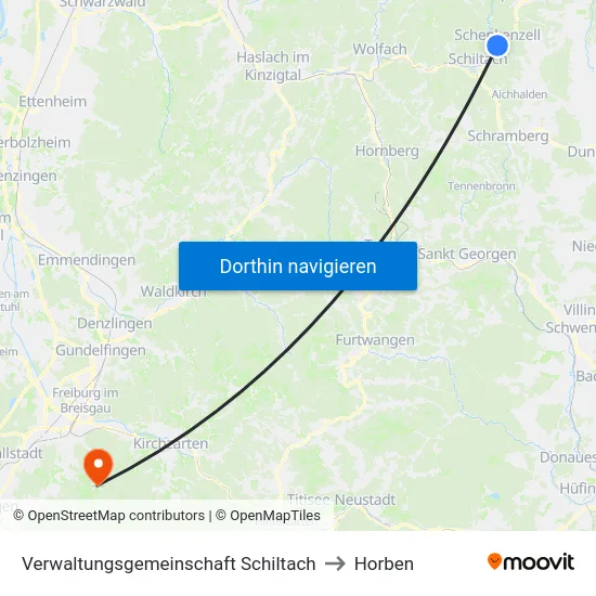 Verwaltungsgemeinschaft Schiltach to Horben map