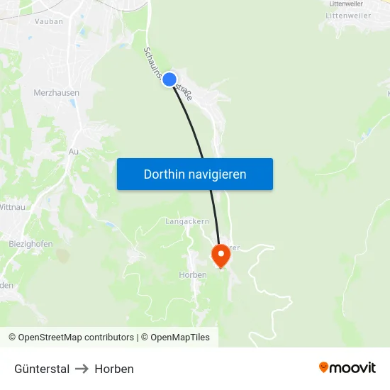 Günterstal to Horben map