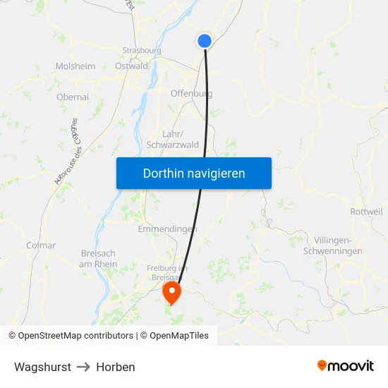 Wagshurst to Horben map